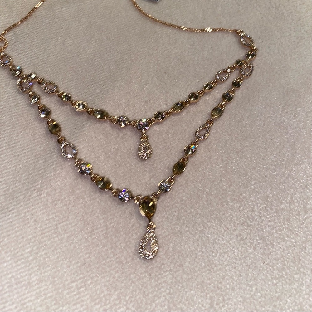 Givenchy rose gold tone with champagne Swarovski crystal necklace - Picture 12 of 16